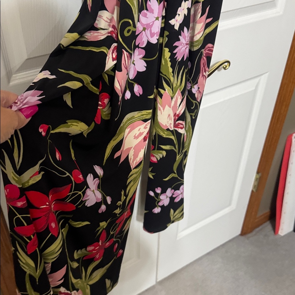 VENUS Black Halter jumpsuit with Red & Pink Floral Print - Picture 2 of 7